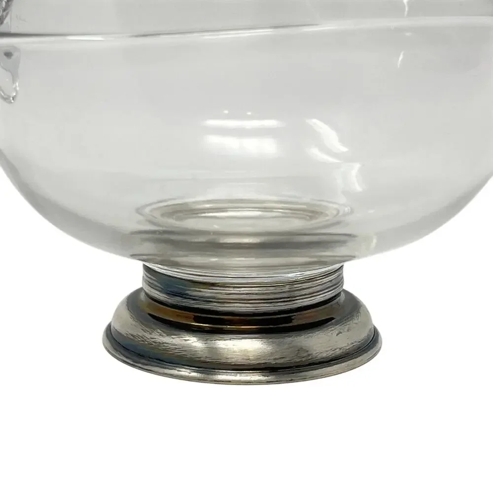 VTG Glass Swan Handle Gravy Boat Sterling Silver Base Duncan Miller Pall Mall